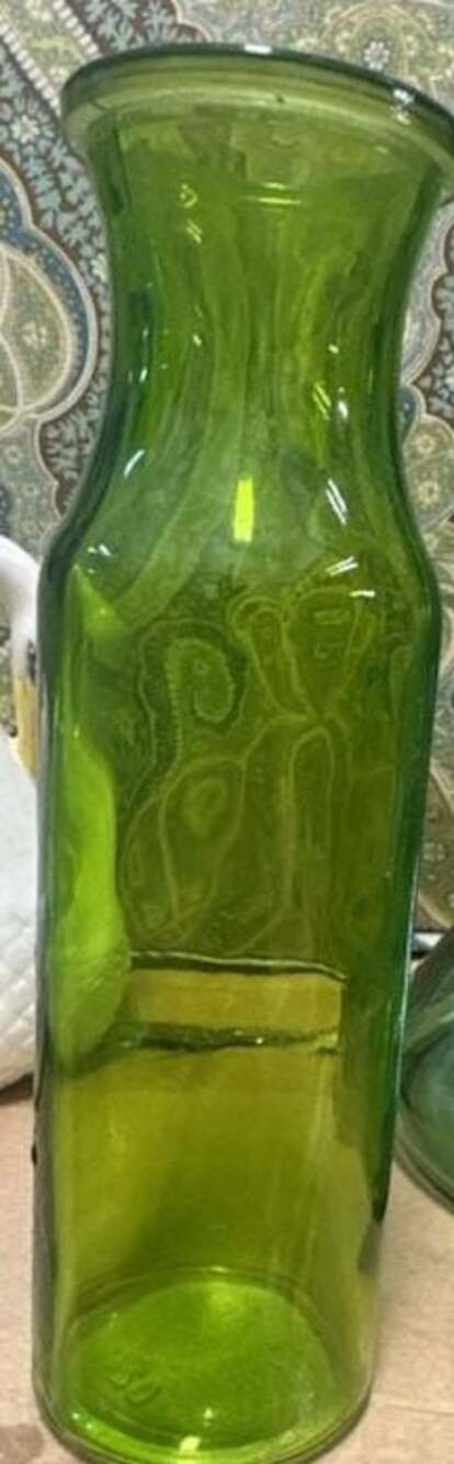 Green Glass Milk Jar Vase